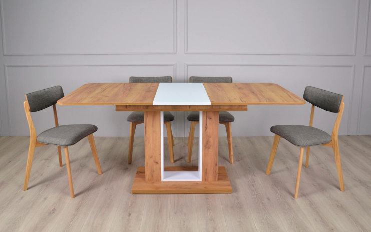 Стіл обідній Titan 140(180)x80 Біла Аляска / Дуб Тахо