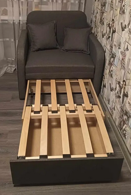 Мягкое кресло-кровать Эльф-80 раскладное 80х195 см коричневое