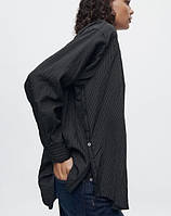 Жатая рубашка в полоску Размер XS-S черная Zara оверсайз Оригнал
