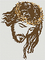 Алмазная мозаика (вышивка) "Иисус в терновом венке", 30х40 см, полная выкладка, квадратные камни, на