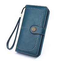 Кожаный кошелек женский с качественной экокожи синий
