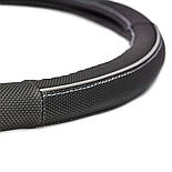 Чохол на кермо 37-38 см М чорний із сірою ниткою Elegant Plus EL 105 425, фото 2