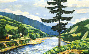 Картина Біля гірської річки Лобода І. І.1980-ті роки