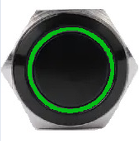 Кнопка антивандальная FT16Q-F11Z/E Зеленая подсветка 12v AC/DC с фиксацией