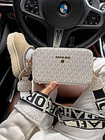 Жіноча сумка Michael Kors Crossbody (світло-бежева) стильна містка ділова сумка Майкл Корс
