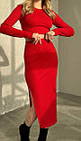 Стильний жіночий літній костюм топ зі спідницею олівець міді з розрізом в рубчик розмір червоний ошатний жіночий костюм, фото 2