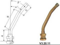 Вентиль безкамерний для ГА 100 MS (V3.20.11) (O9,7 / 30 * 45 * 25 мм 27 гр * 42 гр / 2 вигину)