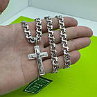 Комплект срібний чорнений ланцюжок бісмарк з натільним хрестиком 925 проба, фото 2