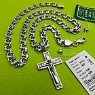 Комплект срібний чорнений ланцюжок бісмарк з натільним хрестиком 925 проба, фото 7