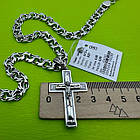 Комплект срібний чорнений ланцюжок бісмарк з натільним хрестиком 925 проба, фото 5