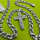 Комплект срібний чорнений ланцюжок бісмарк з натільним хрестиком 925 проба, фото 8