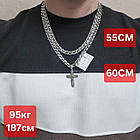 Комплект срібний чорнений ланцюжок бісмарк з натільним хрестиком 925 проба, фото 6