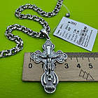 Комплект срібний чорнений ланцюжок бісмарк з натільним хрестиком 925 проба, фото 6