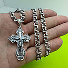 Комплект срібний чорнений ланцюжок бісмарк з натільним хрестиком 925 проба, фото 7