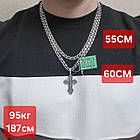 Комплект срібний чорнений ланцюжок бісмарк з натільним хрестиком 925 проба, фото 8