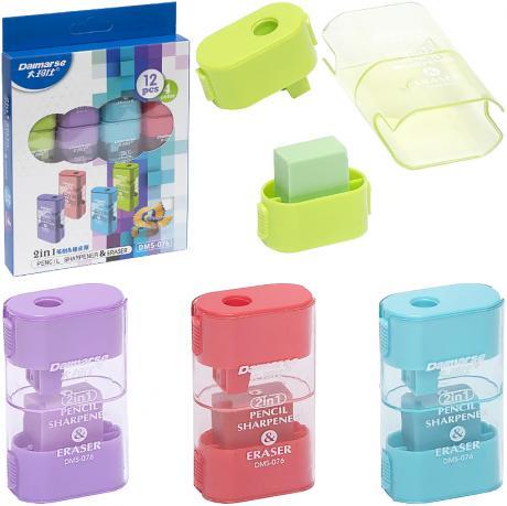 Від 12 шт. Точилка 2 в 1 с ластиком 076 DAIMARSE купити дешево оптом в інтернет-магазині