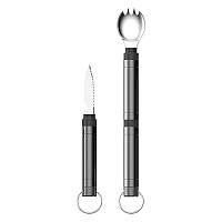 Туристический походный набор нож вилка ложка YUANTOOSE T05 5 инструментов Черный