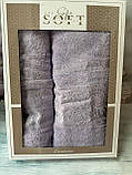Набір рушників для лиця та бані 2 шт в коробці на подарунок бавовняні махрові Туреччина Sofia Soft, фото 3
