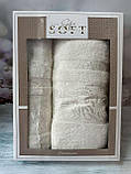 Набір рушників для лиця та бані 2 шт в коробці на подарунок бавовняні махрові Туреччина Sofia Soft, фото 6