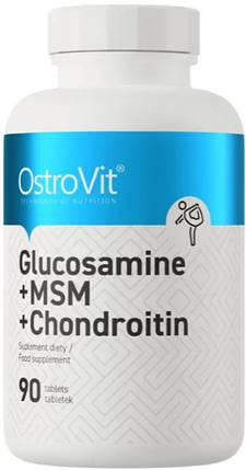 Глюкозамін хондроітин МСМ OstroVit Glucosamine MSM Chondroitin 90 tabs, фото 1