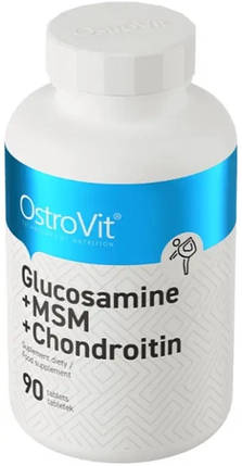 Глюкозамін хондроітин МСМ OstroVit Glucosamine MSM Chondroitin 90 tabs, фото 3