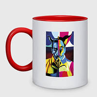 Кружка с принтом двухцветная «Salvador Dali - neural network - pop art» (цвет чашки на выбор)