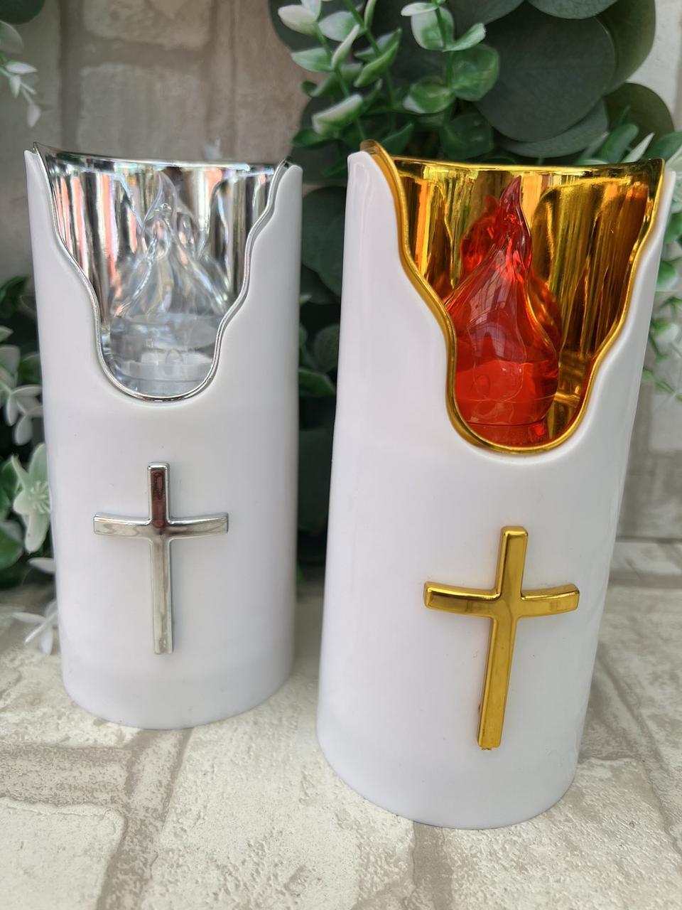 Свічка з LED підсвіткою на батарейках, ритуальна свічка h 15 см