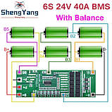 Плата BMS 25.2V 6S 40A 18650 Li-Ion з балансуванням, фото 2