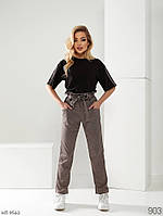Костюм с брюками стильный модный повседневный для прогулок футболка с лампасами и брюки коттон батальный