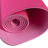 Килимок для фітнесу та йоги TPE (термопластичний еластомер) 183x61x0,6см 5415-2, фото 3