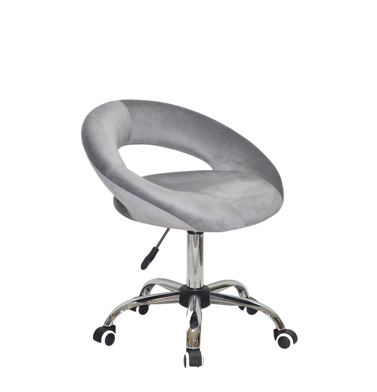 Оксамитове кругле стильне крісло на коліщатках з хромованим підставі HOLY CH-Office