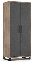 Шкаф для одежды Омега 2Д 83х55х200 Дуб крафт табако, Матера (серый) Мебель Сервис
