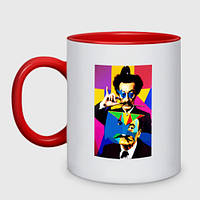 Кружка с принтом двухцветная «Salvador Dali - нейросеть - pop art» (цвет чашки на выбор)