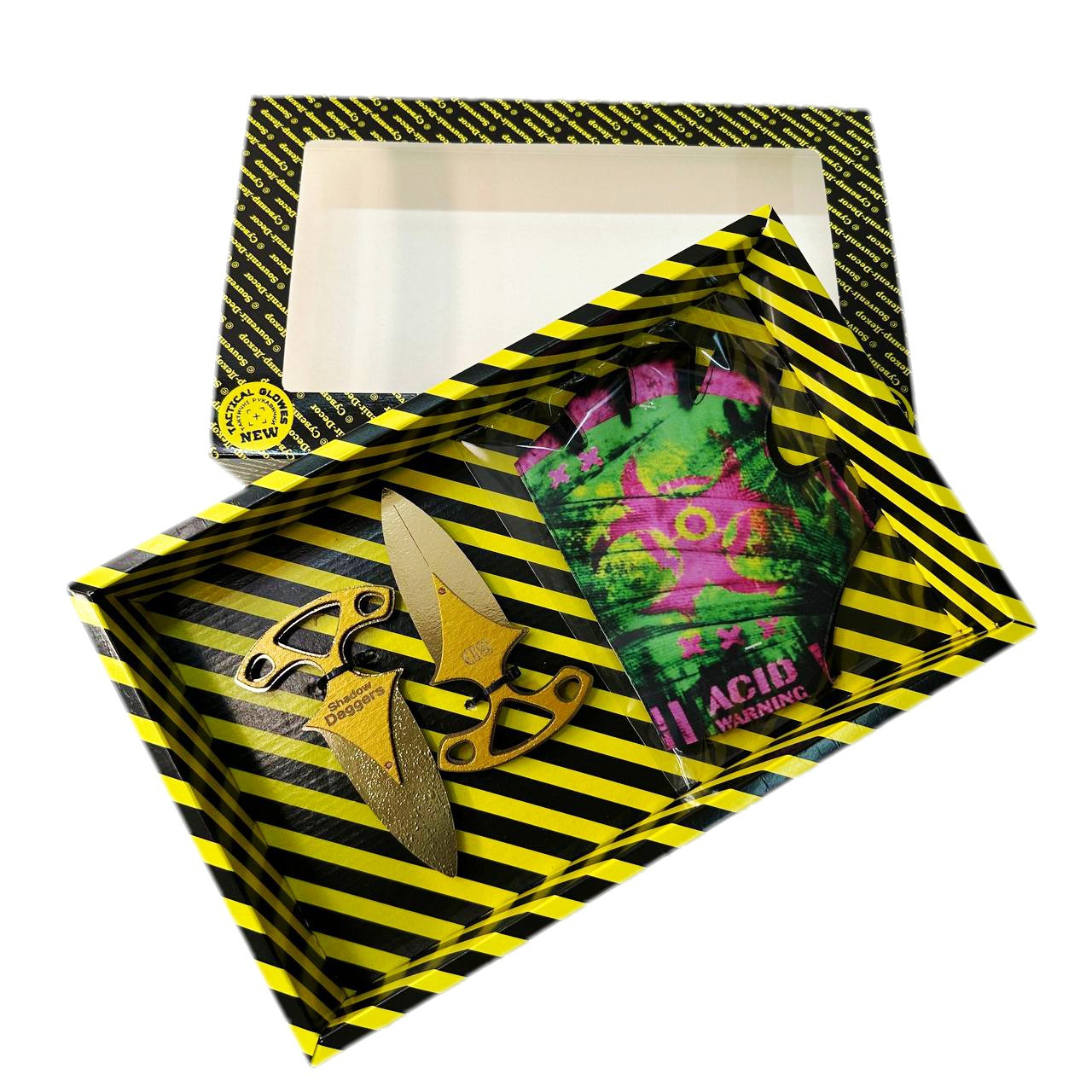 Набір іграшок STANDOFF 2 "Ніж Тичковий Gold & Рукавиці Acid", дерев'яна іграшкова зброя, фото 1