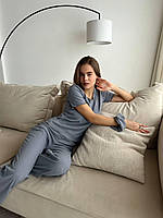 Женский весенний домашний костюм тройка штаны футболка резинка для волос размеры 42-48