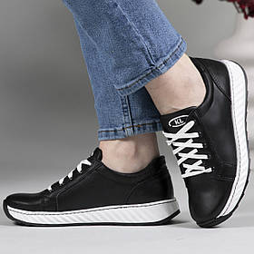 Кросівки жіночі чорні з прошитою підошвою (АЖ 1/2)