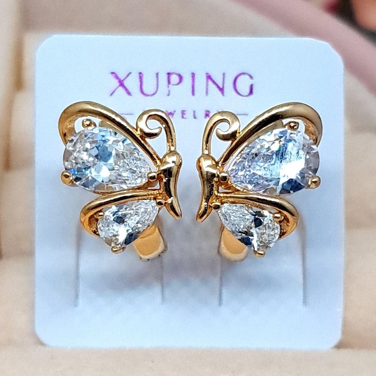 Cережки Метелики з медичного золота Xuping застібка кільця 3692