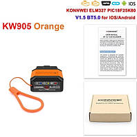 Автосканер Konnwei KW905 Supports all OBD ll protocols Orange BT 5.0 для Android та iOS