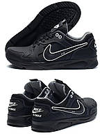 Подростковые кожаные кроссовки Nike (Найк), спортивные туфли черные, кеды. Мужская обувь