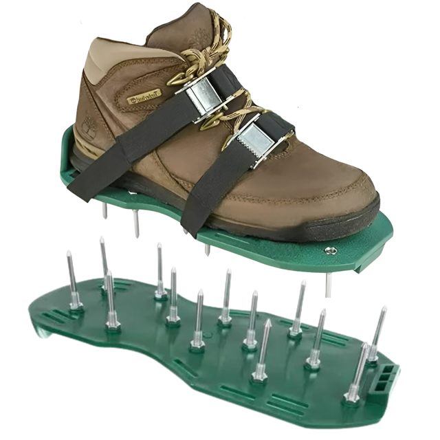 Обувь с шипами для аэрации газона с металлическими застежками Gardlov 20704, Сандалии для рыхления почвы - фото 2 - id-p2126307428