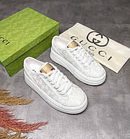 Кеди кросівки жіночі Gucci GG білі