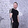 Чоловіча спортивна футболка Adidas з лампасами чорна Адідас, фото 7