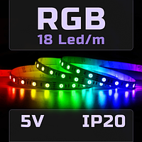 Светодиодная LED RGB SMD5050 USB лента 5V 10м с пультом и Bluetooth 18 светодиодов на метр