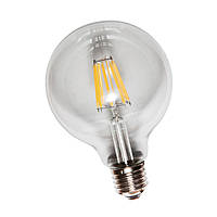 Лампа светодиодная большой шар филаментная LED E27 G125--6W 2700K CL (прозрачная)