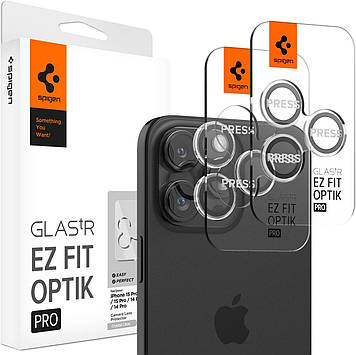 Захисне скло Spigen для камери iPhone 16/15/14 Pro & Pro Max - EZ Fit Optik Pro (2шт), Clear (AGL06914)