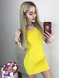 Літня сукня майка жовта облягаюча жіноча міні сукня однотонна на літо коротка сукня на бретелях, фото 3