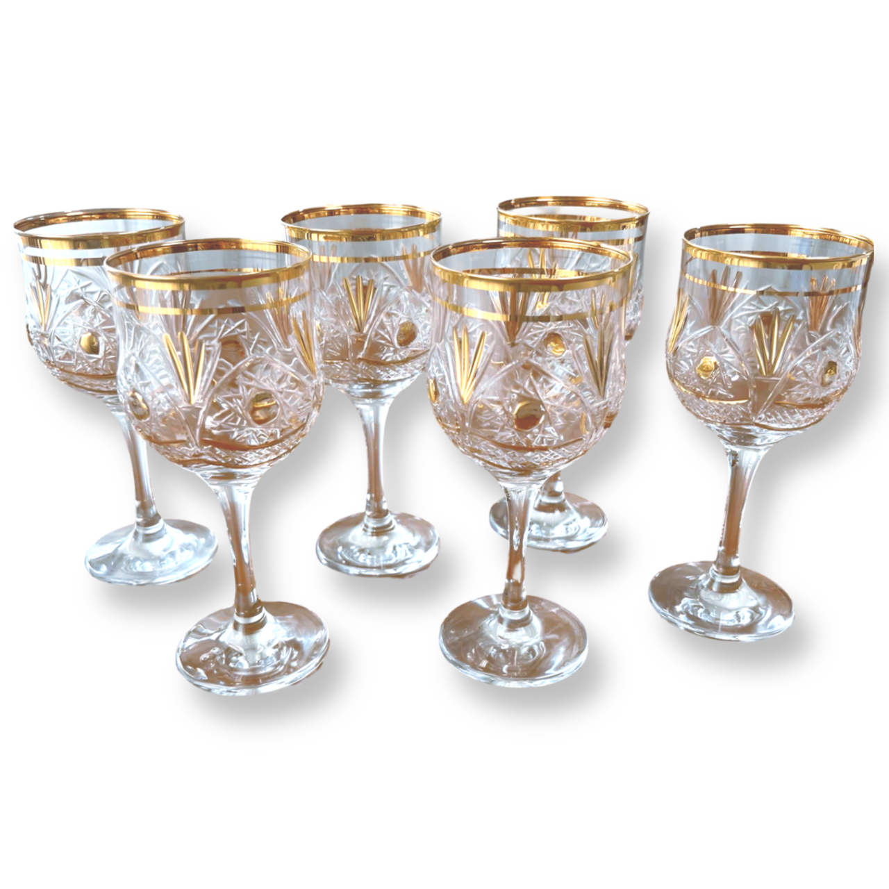 Кришталевий набір фужерів MCA Vizyon з золотим візерунком, фото 1