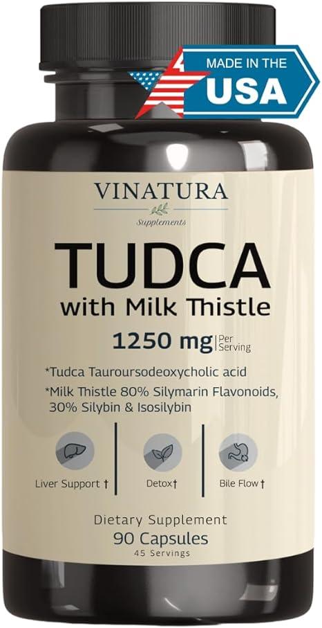 VINATURA TUDCA (Тауроурсодезоксилова кислота) 1000 мг і розторопша 250 мг (у порції), 90 капсул. США.