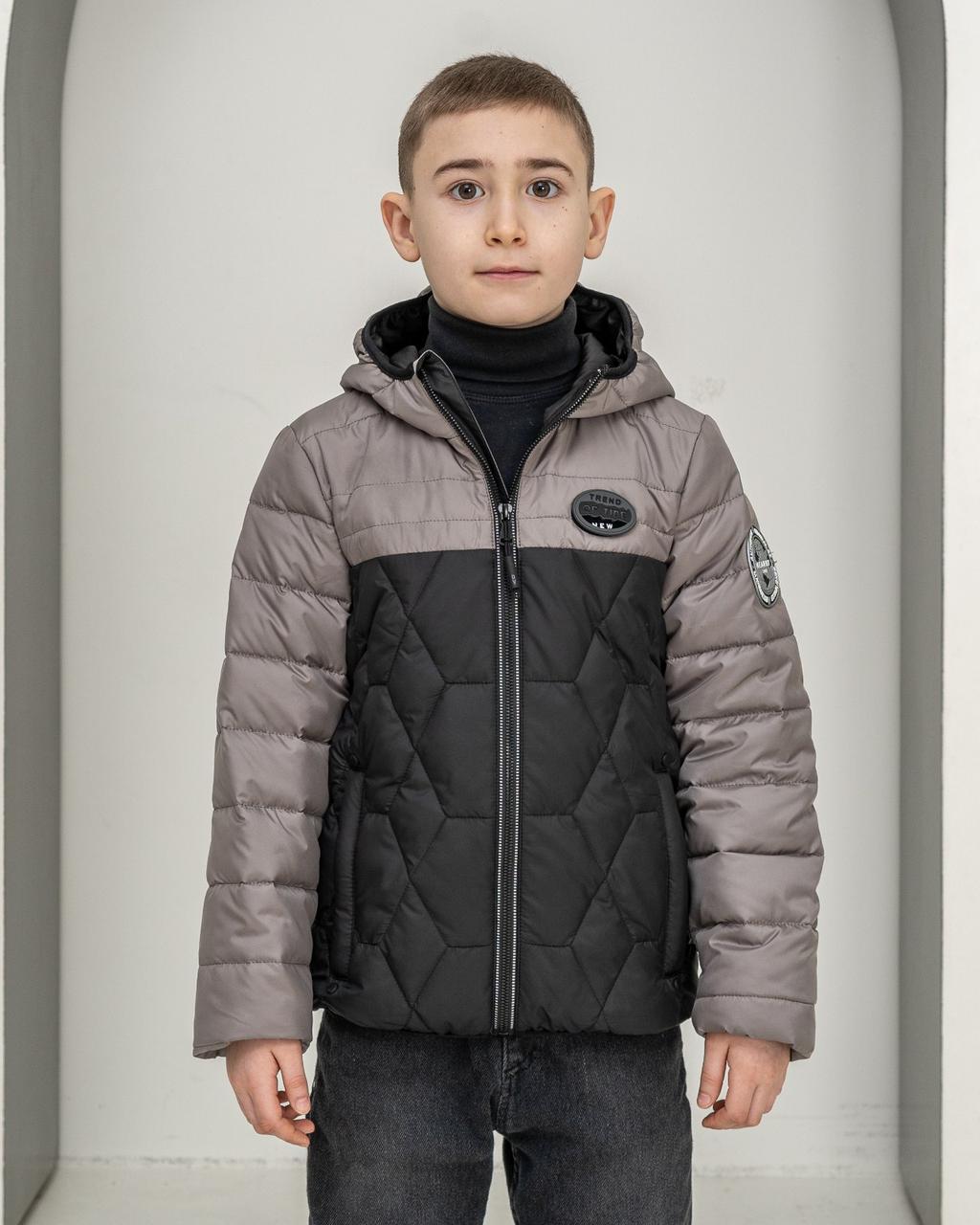 Демісезонна куртка для хлопчиків від виробника 122-158 сірий + чорний
