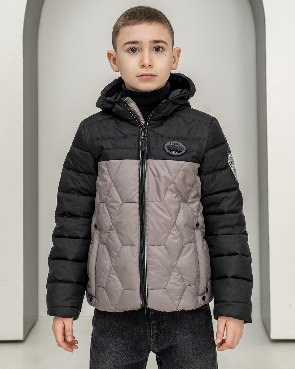 Демісезонна куртка для хлопчиків від виробника 122-158 чорний + сірий